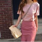 Short-sleeve T-shirt / Midi Fitted Skirt