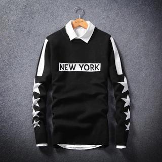 Lettering & Star Print Knit Top