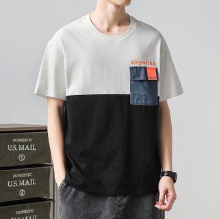 Short-sleeve Pocketed Paneled T-shirt