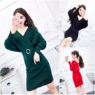 Long Batwing Sleeve Knit Dress