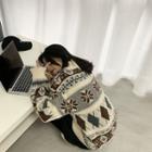 Nordic Pattern Mock Neck Sweater