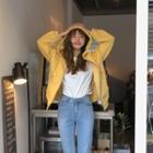 Plain Zip Jacket Yellow - One Size