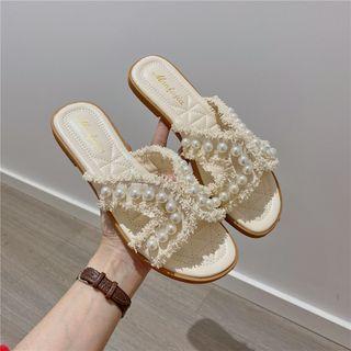 Faux Pearl Distressed Sandals