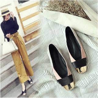 Square-toe Color Block Flats