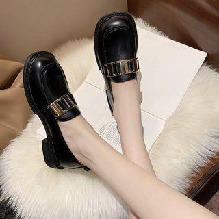 Metallic Accent Square-toe Loafers