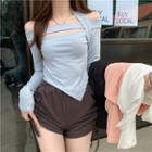 Cold-shoulder Irregular Cropped T-shirt