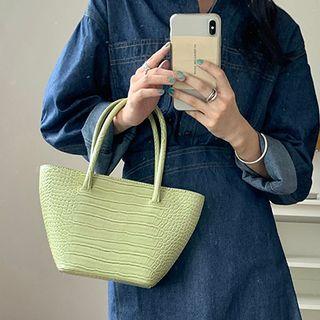 Mini Croc Grain Handbag Green - One Size