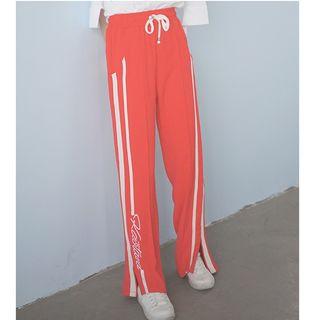 Lettering Striped Sports Pants