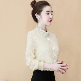 Long-sleeve Paneled Lace Shirt