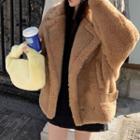 Fleece Double Breasted Coat Brown - One Size