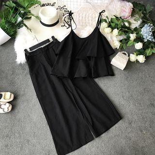 Set: Ruffle Camisole + Wide-leg Pants