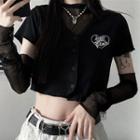 Short-sleeve Crop Shirt / Arm Sleeves