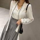Tie-neck Piped Blouse