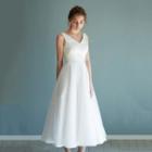 Sleeveless A-line Midi Wedding Gown