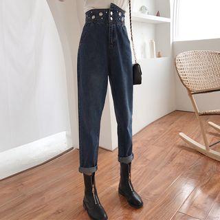 High-waist Asymmetric Harem Jeans