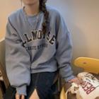 Fleece-lined Round-neck Lettering Sweatshirt