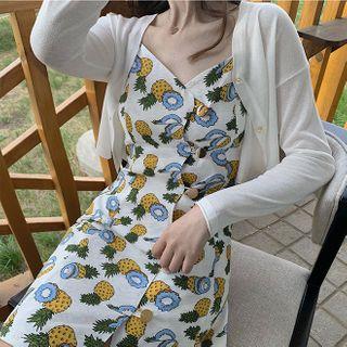 Patterned Spaghetti-strap Mini A-line Dress