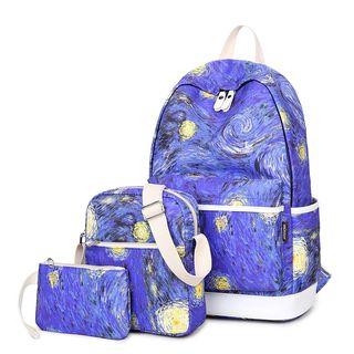 Set Of 3: Milky Way Print Backpack + Crossbody Bag + Pouch