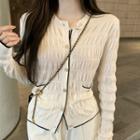 Textured Cardigan White - One Size