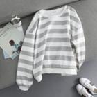 Striped Sweatshirt Stripes - Gray & White - One Size
