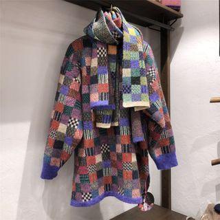 Set: Checked Sweater + Scarf