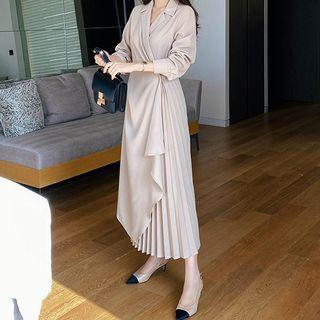 Puff-sleeve Asymmetric Midi Shirtdress