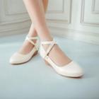 Cross Strap Low Wedge Pumps