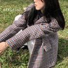 Color-block Plaid Oversize Blazer Plaid - One Size