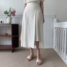 Pleated Cutout Long Skirt