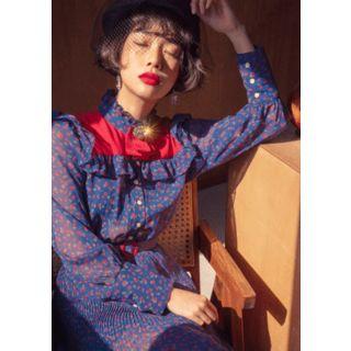 Strawberry Pattern Chiffon Shirtwaist Dress