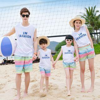 Family Matching Lettering Tank Top/ Drawstring Shorts