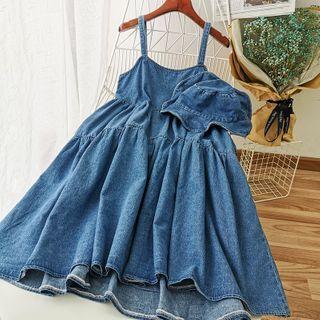 Denim Jumper Dress With Hat