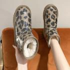 Leopard Print Pvc Fluffy-lined Short Snow Boots