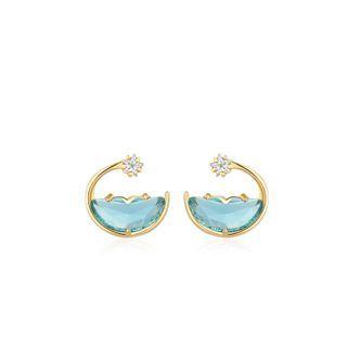 Faux Crystal Alloy Open Hoop Earring