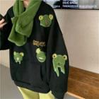 Cartoon Frog Embroidered Sweatshirt