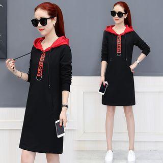 Lettering Strap Hooded Dress
