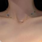 Faux Cat Eye Stone Alloy Choker Blue & Orange & Green - One Size