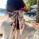 Floral Print Sash Red Floral - White - One Size