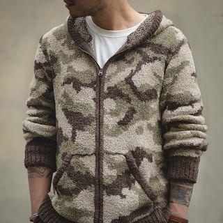 Camouflage Fleece Hooded Zip Jacket