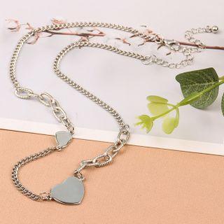 Heart Chain Necklace 1pc - Silver - One Size