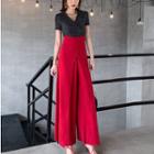 Mock Two-piece Short-sleeve Jumpsuit