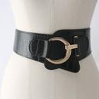 Faux Leather Thick Belt Black - One Size