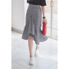 Ruffle-hem Gingham Skirt