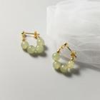 Faux Gemstone Bead Sterling Silver Earring 1 Pair - Gold & Green - One Size