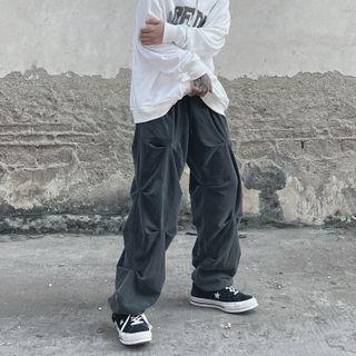 Couple Matching Shirred Front Wide-leg Pants