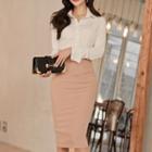 Set: Long-sleeve Dress + Pencil Skirt