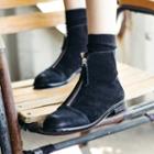 Zip-front Panel Ankle Boots