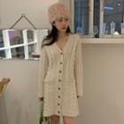 Cable-knit Cardigan Dress Cream - One Size