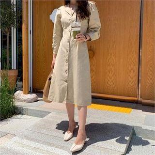 Puff-sleeve Coatdress