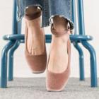 Velvet Ankle-strap Kitten-heel Pumps